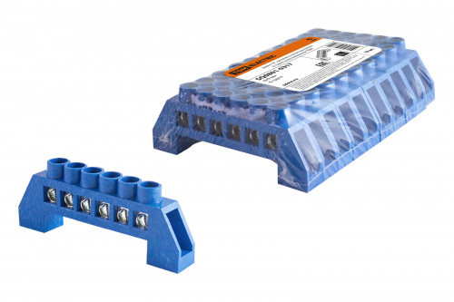 Шина "N" нулевая в изоляторе 6х9мм 6 групп никелированная TDM (1/10/720) (SQ0801-0317)
