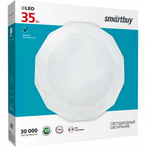 Светильник светодиодный SMARTBUY потолочный 35W Dimond, 6000К, 2800Лм, 470*75мм (SBL-Dmd-35-W-6K) (1/10)