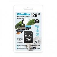 Карта памяти MicroSD  128GB  OltraMax Class 10 Recorder UHS-I U3 V30 (95 Mb/s) + SD адаптер (OM128GCSDXC10-U3-V30)