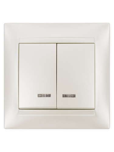 Выключатель 2 кл. с подсветкой 10А перламутр "Лама" (10/120) TDM (SQ1815-0805) фото 5 Выключатель 2 кл. с подсветкой 10А перламутр "Лама" (10/120) TDM (SQ1815-0805) фото 5