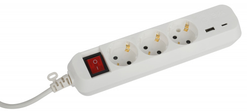 Удлинитель ЭРА UB-3es-1,5m-USB c заземлением с выключателем 3 розетки + 1xUSBA+1xUSBC 1,5м 10А (1/20) (Б0052897) фото 5