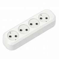 Колодка розеточная SMARTBUY 4 гнезда 10А/2,2кВт без заземления (SBE-10-4-00-N) (1/100)