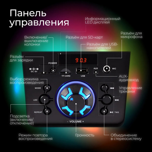 Портативная акустическая система LOONA PartySOUNDL33 60 Вт Bluetooth 5.0 (PARTYSOUNDL33) фото 12