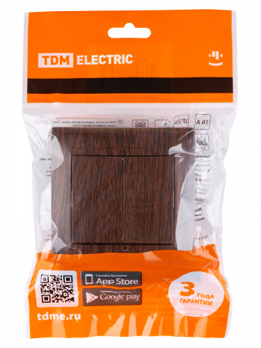 Выключатель 2-х клавишный 10А венге "Лама" с/у (1/10/120) TDM (SQ1815-0402) фото 2 Выключатель 2-х клавишный 10А венге "Лама" с/у (1/10/120) TDM (SQ1815-0402) фото 2