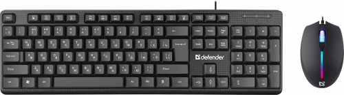 Комплект проводной Клавиатура+Мышь DEFENDER Triumph C-991 RU, полноразмерный, 1.8м, черный (1/20) (45991)
