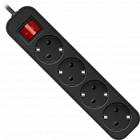 Удлинитель DEFENDER G430 4 розетки, ПВС 3*1,0 мм2, мощность 2200 Вт, ток 10А, черный, с/з, выключатель, 3,0 м (1/45) (99338)