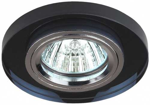 Светильник ЭРА DK7 CH/BK декор стекло круглое MR16 12V/220V 50W хром/черный (50/2100) (C0043793) фото 3
