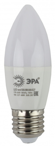 Лампа светодиодная ЭРА STD LED B35-9W-840-E27 E27 / Е27 9Вт свеча нейтральный белый свeт (1/100) (Б0027972) фото 5