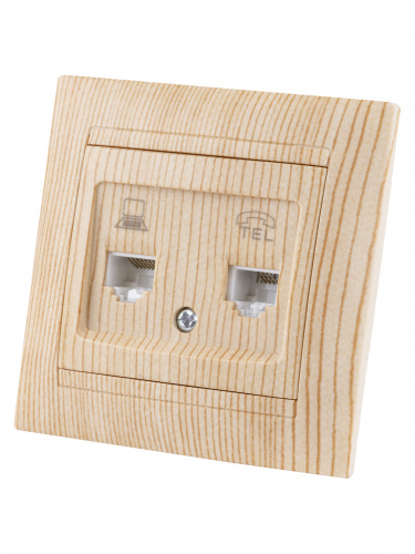 Розетка телефонная RJ11 + компьютерная RJ45 сосна , с/у, "Лама" (10/120) TDM (SQ1815-0319) фото 5 Розетка телефонная RJ11 + компьютерная RJ45 сосна , с/у, "Лама" (10/120) TDM (SQ1815-0319) фото 5