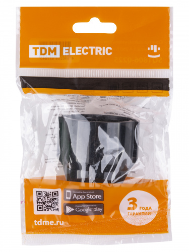 Кабельная розетка рифленая 2П+З 16А 250B черная TDM (20/300) фото 2