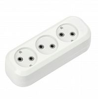Колодка розеточная SMARTBUY 3 гнезда 10А/2,2кВт без заземления (SBE-10-3-00-N) (1/100)