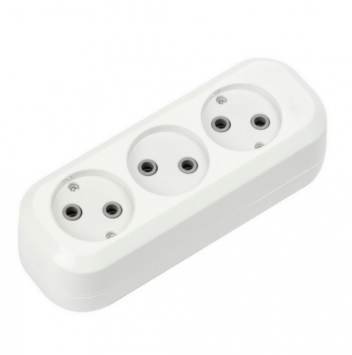 Колодка розеточная SMARTBUY 3 гнезда 10А/2,2кВт без заземления (SBE-10-3-00-N) (1/100)