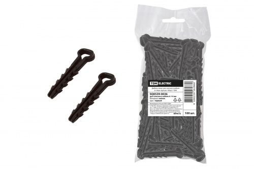 Дюбель-хомут для плоского кабеля 6-14мм черный (100шт) TDM (1/10/100) (SQ0539-0036) Дюбель-хомут для плоского кабеля 6-14мм черный (100шт) TDM (1/10/100) (SQ0539-0036)