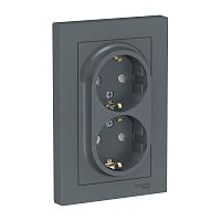 Розетка 2-м С/У ATLASDESIGN 16А IP20 с заземл. защ. шторки в сборе грифель Systeme Electric ATN000726 (1/6/36)