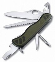 Нож перочинный Victorinox Military, 111 мм., 10 функций, зелёный/чёрный (карт. коробка) (0.8461.MWCH)