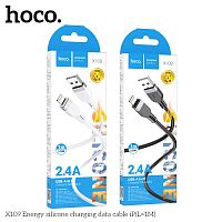 Кабель USB - 8 pin HOCO X109 Energy, 1.0м, круглый, 2.4А, силикон, цвет: белый (1/31/310) (6942007636216)