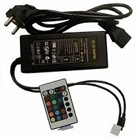 Ecola LED strip RGB IR controller моноблок с блоком питания 72W 12V 6A с инфракрасным пультом управления (1/44) (CRM072ESB)