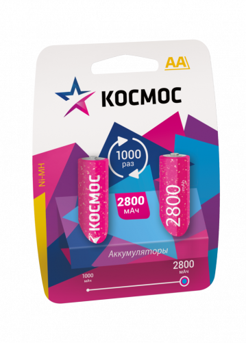 Аккумулятор КОСМОС  R6 (2800 mAh)  BL2   (2/24/288) (KOCR6NIMH2800MAH2BL)