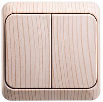 Выключатель 2-кл. О/У ЭТЮД Дача 10А IP20 с подсветкой сосна Systeme Electric BA10-006D (1/25/200)