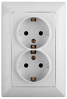 Розетка INTRO 2X2P+E Schuko, 16А-250В, СУ, Solo, белый (10/100/1400) 4-205-01 (Б0043333)