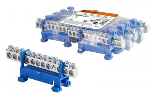 Шина "N" нулевая с изолятором на DIN-рейку 6x9мм стойка мал. 12 групп никелированная TDM (1/10/360) (SQ0801-0323)