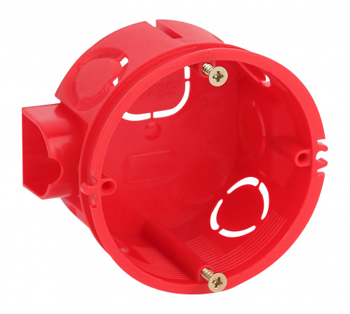 Коробка установочная ЭРА KUTS-68-42-s-red усиленная для твердых стен с саморезами, стыковочные узлы красная IP20 (1/300) (Б0051809)
