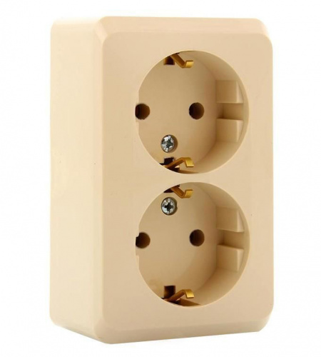 Розетка 2-м О/У ЭТЮД 16А IP20 250В с заземл. без защ. шторок крем. Systeme Electric PA16-007K (1/16/96)