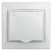 Розетка INTRO 2P+E Schuko с крышкой штор., 16А-250В, СУ, б.л., Plano, белый (10/100/2500) 1Э-207-01