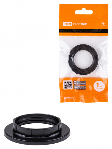 Кольцо TDM для патрона Е14, термостойкий пластик, черный, (1/50/1000) (SQ0335-0169)