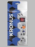 Удлинитель КRONUS 3 гнезда 1,5 метра 16А/3,5 кВт с выключателем и заземлением ПВС 3х1,0 (GS-16-3-1,5) (1/40) (KRS-04-0006)