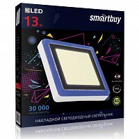 Светильник светодиодный SMARTBUY SBLSq1-DLB-13-3K-B-IP20, квадрат с синей подсветкой