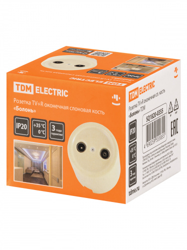 Розетка TDM TV+R оконечная сл. кость «Болонь» (1/72) (SQ1820-0355) фото 2