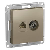 Механизм розетки компьютерной + TV 2-м С/У ATLASDESIGN RJ45 кат.5E + TV шампань Systeme Electric ATN000589 (1/10/60)