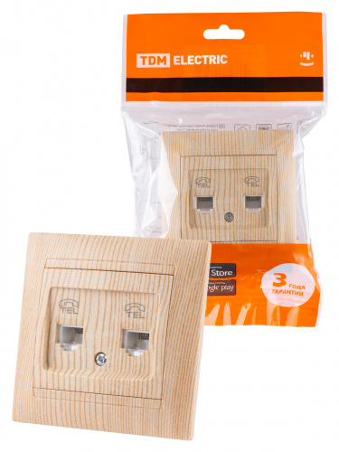 Розетка двойная телефонная RJ11 сосна , с/у, "Лама" (10/120) TDM (SQ1815-0318) Розетка двойная телефонная RJ11 сосна , с/у, "Лама" (10/120) TDM (SQ1815-0318)