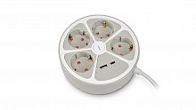 Сетевой фильтр RITMIX RM-341C White, удлинитель, 4 розетки, USB-A и USB-C, кнопка питания, кабель медный 3м, 16А, 3680Вт, с заземлением (1/20) (80004157)