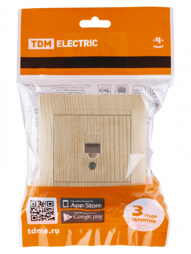 Розетка компьютерная RJ45 сосна , с/у, "Лама" (10/120) TDM (SQ1815-0316) фото 2