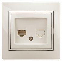 Розетка INTRO информационная RJ45, скрытой установки, Plano, сл.кость (1/10/200/2400) (Б0027622)