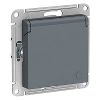 Механизм розетки 1-м С/У ATLASDESIGN 16А IP20 с заземл. защ. шторки с крышкой грифель Systeme Electric ATN000746 (1/10/60)