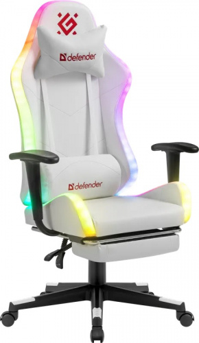 Игровое кресло DEFENDER Watcher Белый,подсветка,полиуретан  (64336)