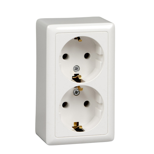 Розетка 2-м О/У ХИТ 16А 250В без защ. шторок с заземл. с изол. пластиной бел. Systeme Electric RA16-238I-B (1/84)