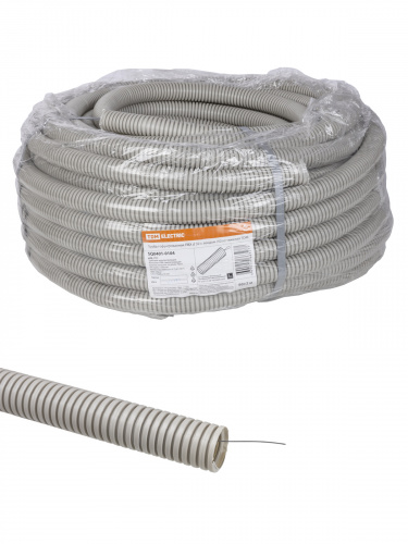 Труба гофрированная ПВХ с зондом d 32мм (50 м) тяжелая (цена за 1м, отгрузка от упаковки) TDM (50/50) (SQ0401-0104)