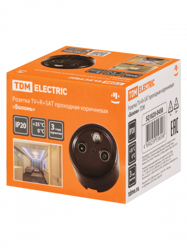 Розетка TDM TV+R+ SAT проходная коричневая «Болонь» (1/72) (SQ1820-0458) фото 2 Розетка TDM TV+R+ SAT проходная коричневая «Болонь» (1/72) (SQ1820-0458) фото 2