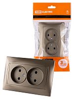 Розетка двойная 2П 10А 250В с защ. шт. бронза , с/у, "Лама" (7/84) TDM (SQ1815-0712)