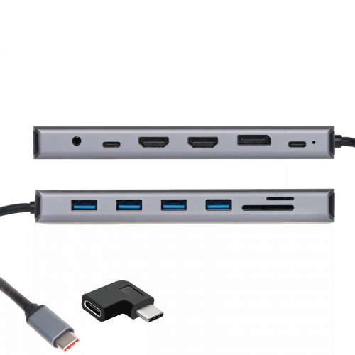 Переходник USB 3.1 Type-C--> (2HDMI+DP) 4K*60Hz+3USB 3.0+TC+USB 2.0+RJ45+SD+TF+PD+audio+TCПереходник, VCOM <4706> (1/100) (CU4706) фото 5