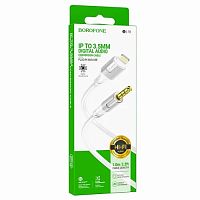 Кабель AUX, Jack 3,5mm(m) - 8 pin Borofone BL19, 1.0м, круглый, пластик, цвет: белый (1/360) (6941991108570)