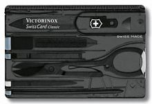 яШвейцарская карта Victorinox SwissCard Classic, чёрный, полупрозрачный (подар. коробка) (0.7133.T3)