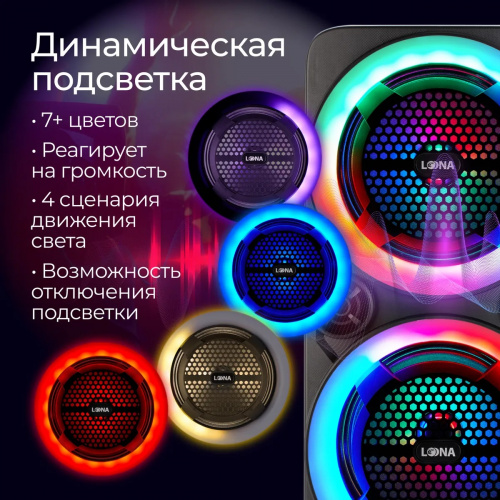 Портативная акустическая система LOONA PartySOUNDL33 60 Вт Bluetooth 5.0 (PARTYSOUNDL33) фото 13