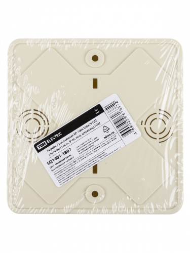 Коробка распаячная КР 100х100х29 ОП, сл. кость, IP40, инд. штрихкод TDM (42/42) (SQ1401-1807) фото 2 Коробка распаячная КР 100х100х29 ОП, сл. кость, IP40, инд. штрихкод TDM (42/42) (SQ1401-1807) фото 2