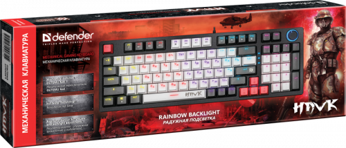 Клавиатура проводная игровая механическая DEFENDER Hawk GK-418 RU,радужн,97кн,1,5м,крас.свитч (1/20) (45418) фото 2