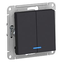 Механизм выключателя 2-кл. С/У ATLASDESIGN 10А IP20 (сх. 5а) 10AX с подсветкой механизм карбон Systeme Electric ATN001053 (1/5/20)